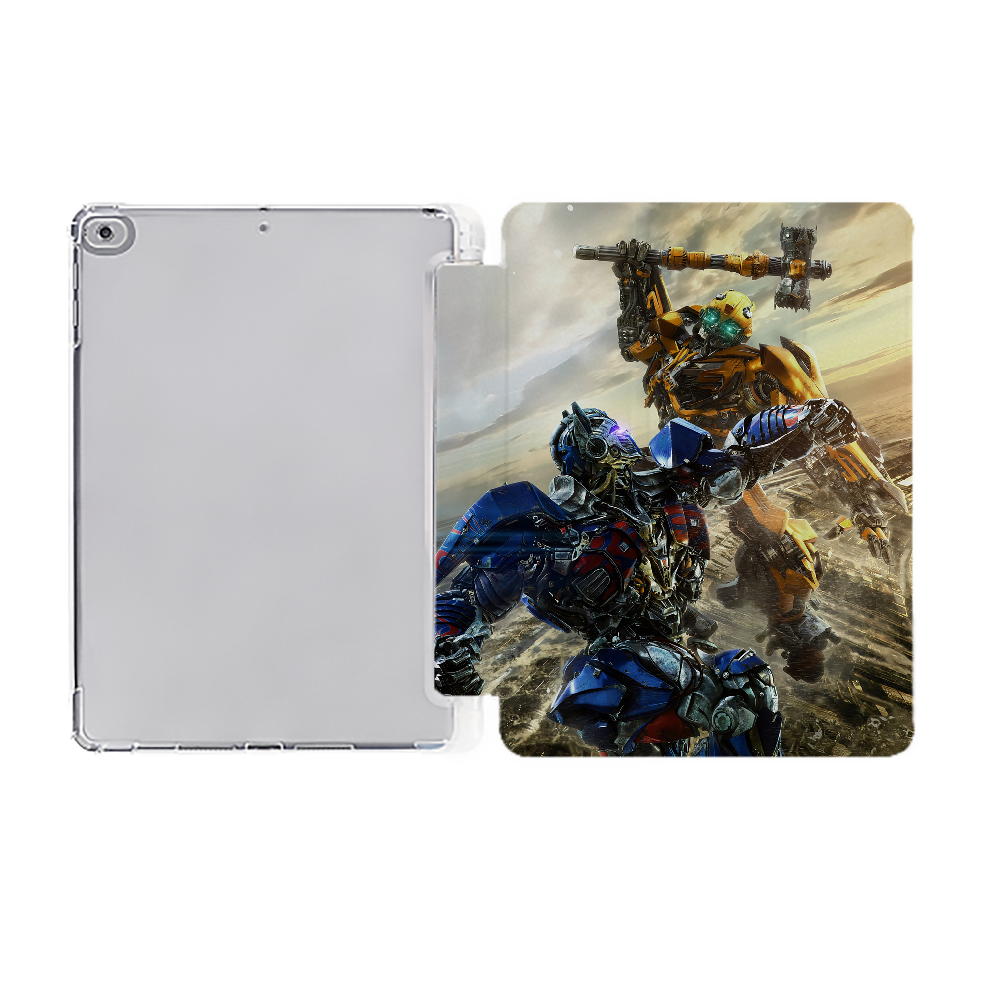 （画像用） Transformers トランスフォーマー IPad ケース ペン収納付き 三つ折りスタンド PUレザー×シリコン 対応機種9.5/10.5/10.9インチ
